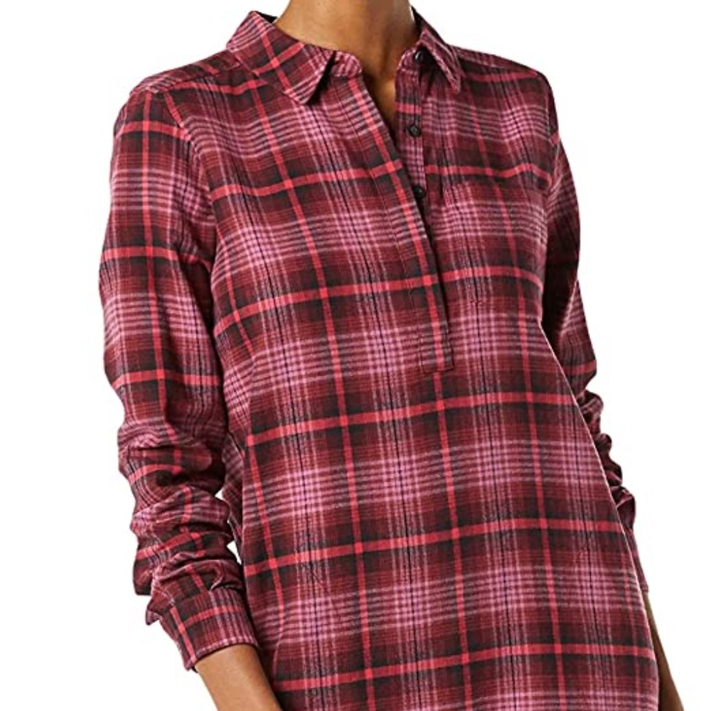 Goodthreads Women's Brushed Flannel Long-Sleeve Relaxed-Fit Popover Shirt Dress,